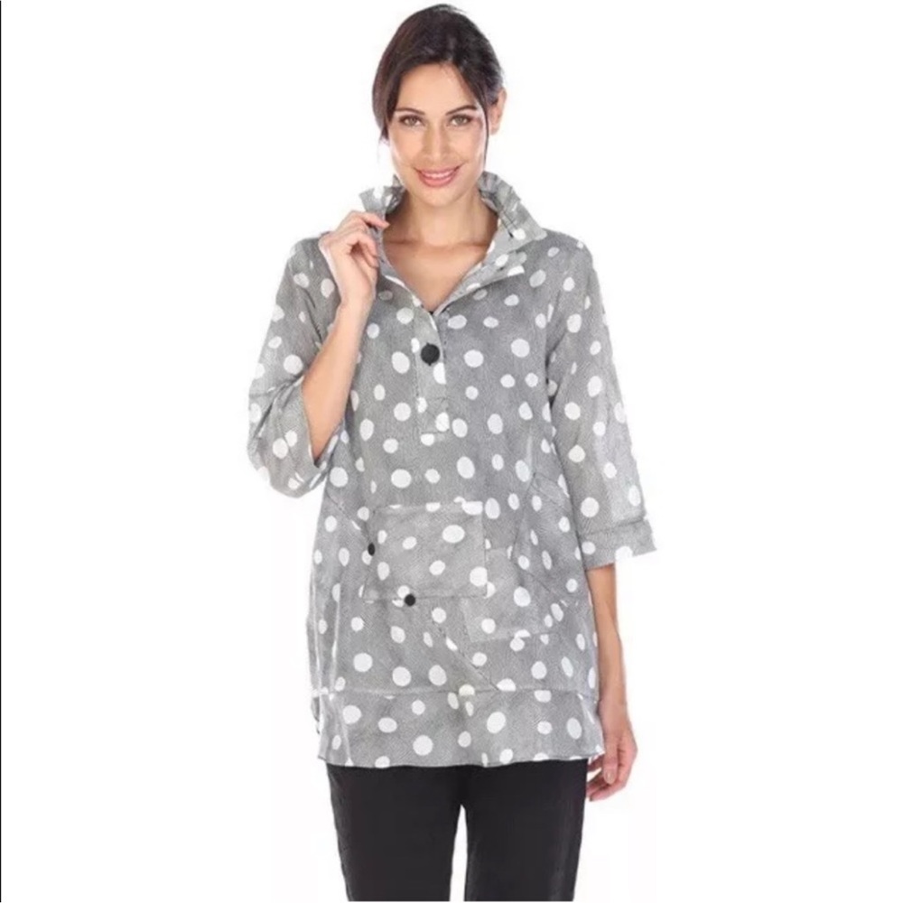 Terra SJ Apparel Polka Dot Ruffle Tunic Pink Size Medium